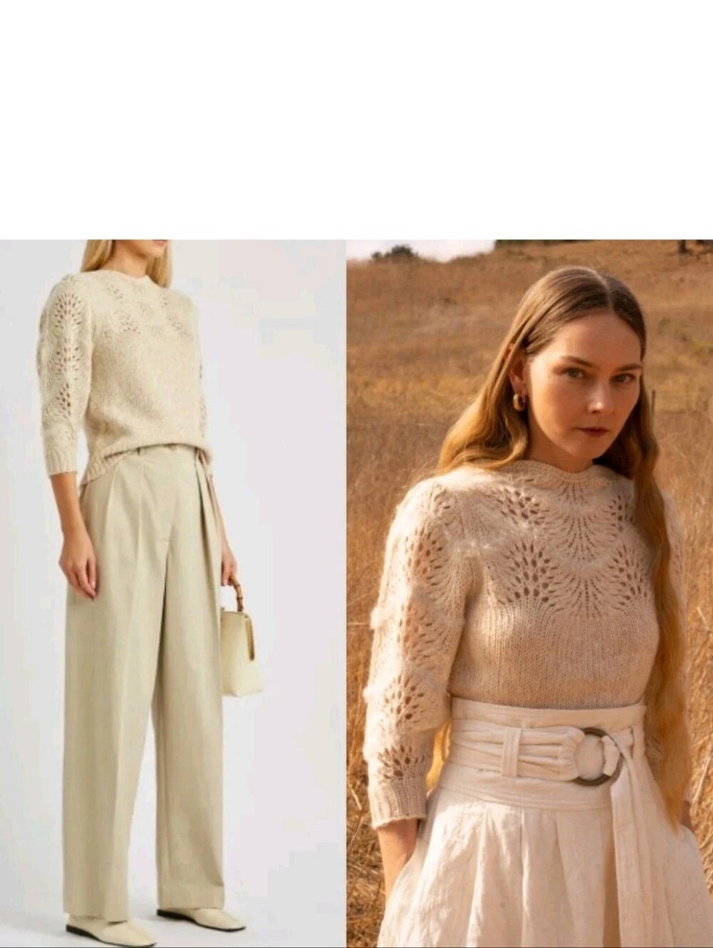 MERLETTE Philemon Blush Pointelle Knit Jumper Alpaca Wool Blend Sweater! S